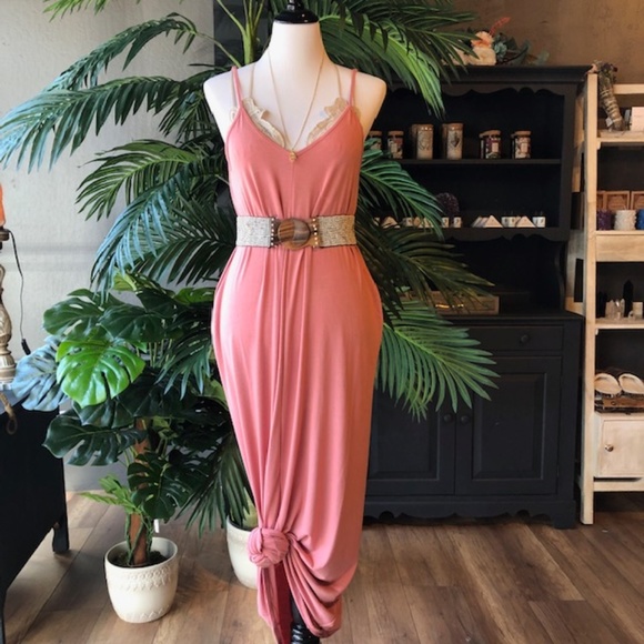 Function & Fringe Dresses & Skirts - PINK SOLID MAXI DRESS